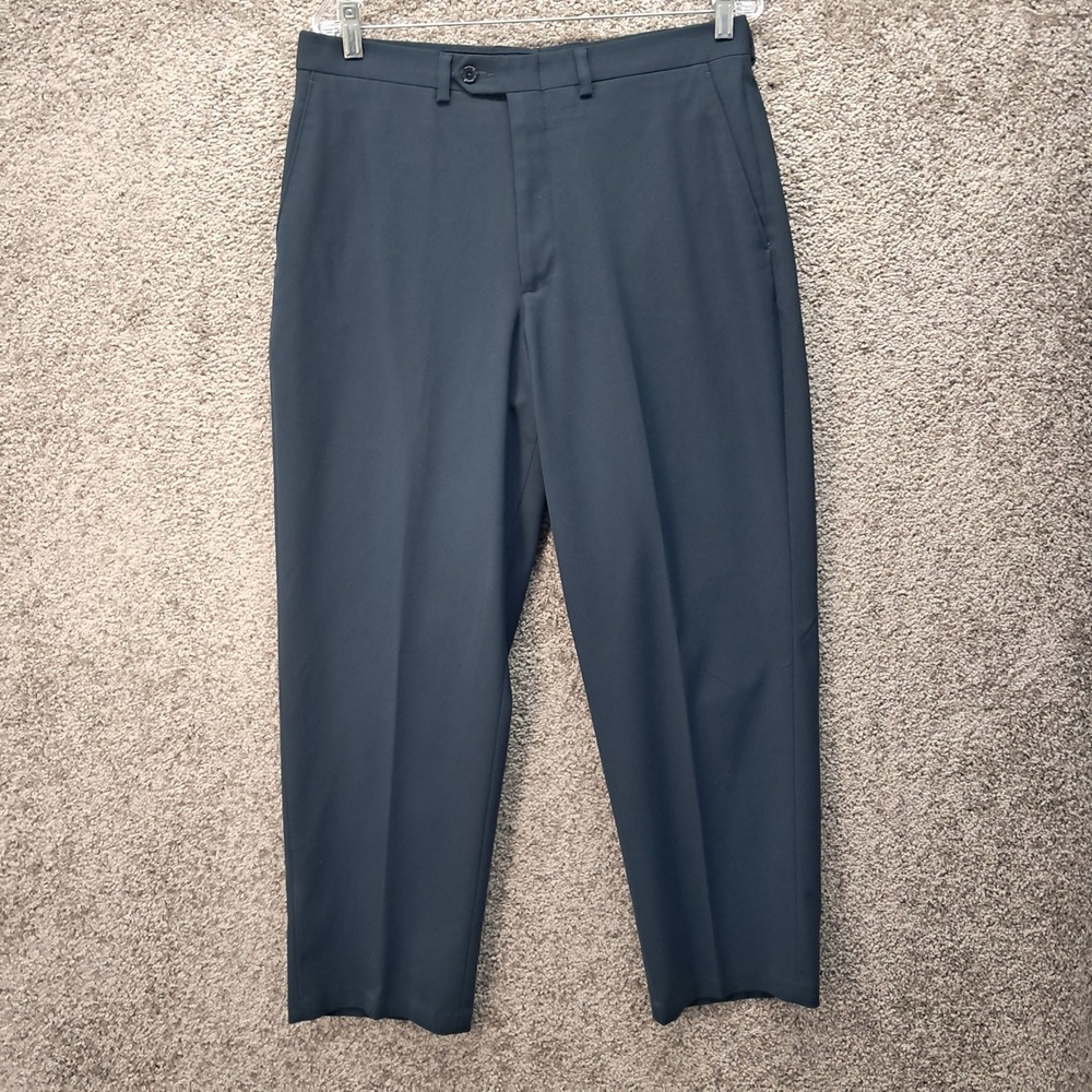 Claiborne Mens Navy Blue Wrinkle Free Polyester Dress Pants 34x30 610407